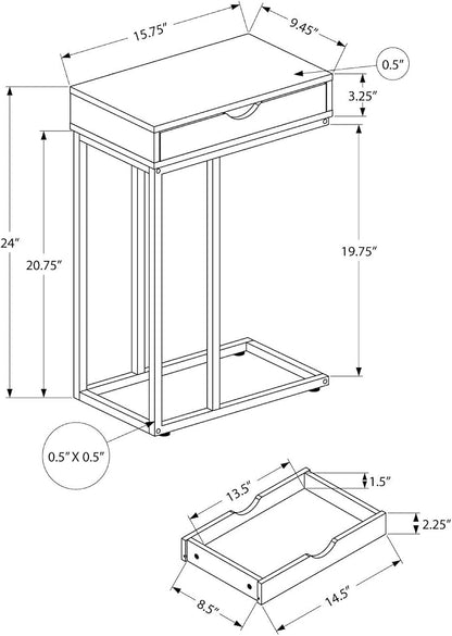Monarch Specialties I 3772 Accent Table, Storage Drawer, Living Room - Image 3