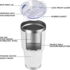 DOMICARE 30 oz Tumbler with Lid and Straw, Stainless Steel Tumblers Bulk, Insulated Vacuum Double Wall Travel Coffee Mug, Durable Powder Coated Tumbler Cup (White, 1)