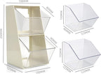 Acrylic Tea Bag Organizer Storage Box with 2 Transparent Drawers, Multi-Functional Coffee Pod K Cup Holder Container for Kitchen Home Office Organizer - White