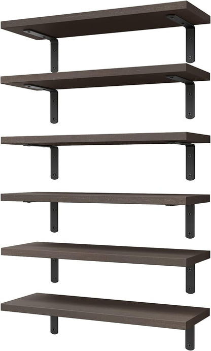 WOPITUES Wood Floating Shelves Set of 6, Shelves by WOPITUESOfficial