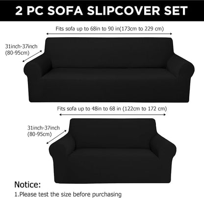 Peryiter 2 Pcs Sofa Covers Couch and Loveseat Covers Set Stretch Sofa Slipcover - Image 2