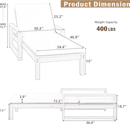 Outdoor Chaise Lounge Chair, Patio Chaise Lounge Recliner - Image 2