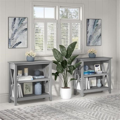 Bush Home Key West Small 2 Shelf Bookcase in Cape Cod Gray, Compact Home - Image 4