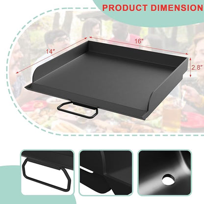 "14"" x 16"" Universal Flat Top Griddle for Camp Chef EX280LW YK60LW EX90LW EX60LW SB30D EX60FP DB60D EX60P EX60B, Fry Griddle Pan for Most Double Burner Stove/14"" Cook System Single & Gas Grill"