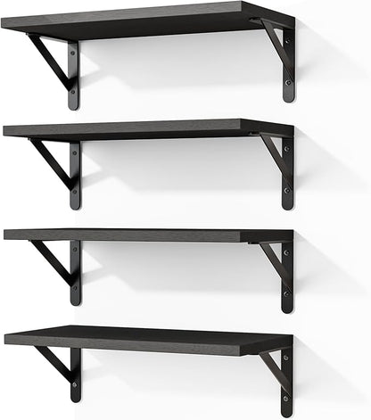 Fixwal Floating Shelves for Wall, Wood Wall Mounted Shelves for Bedroom by Fixwal