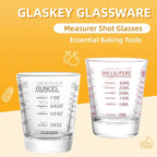 Shot Glasses Measuring Cup Set - 2 Pack Espresso Shot Glasses with Precise Measurement Marks,Heavy Duty Glass,Dishwasher Safe,Perfect for Coffee,Cocktails and Kitchen Use (Black & Red)