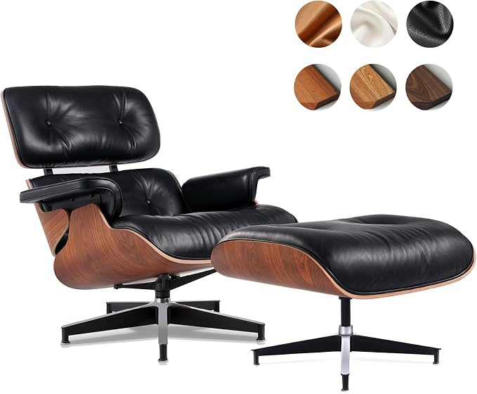 Black PU Leather, Mid Century Chaise Lounge Chair Indoor, Chair by MakeHomeBetter