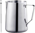 Milk Frothing Pitcher 50oz, Espresso Steaming Pitchers 50 Oz, Espresso Machine Accessories, Milk Frother cup 1500ml, Coffee Cappuccino Latte Art, Stainless Steel Jug with Dsecorating Art Pen