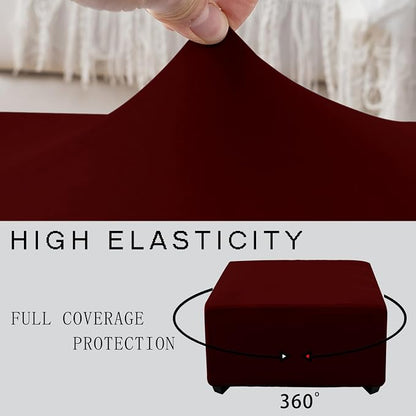 Super Stretch 40x40x15 inch Square Ottoman Cover- Soft Form Fit Ottoman Cover - Image 5