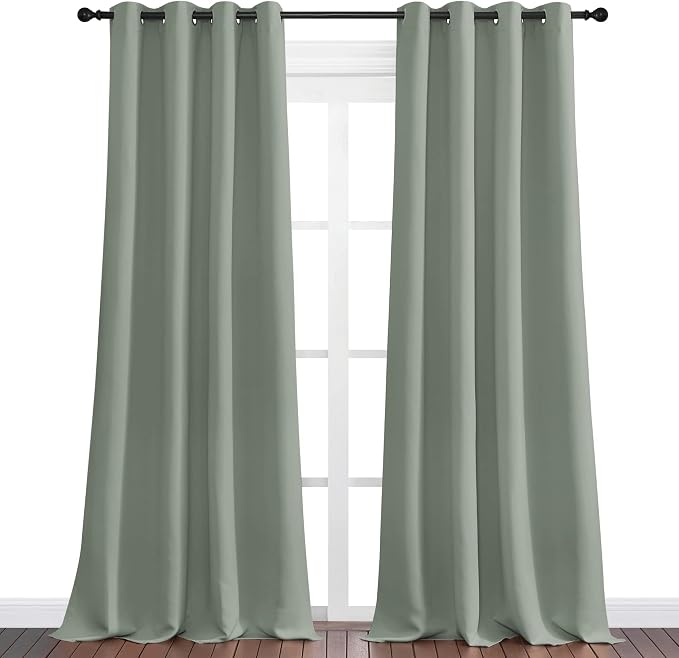 NICETOWN Greyish Green Blackout Curtains 102" Long - Image 2