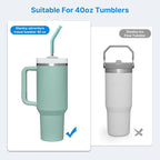 2 Pcs Stainless Steel Straws for 40 oz Stanley Tumbler, Replacement 40 oz Stanley Cup Straw Accessories with Silicone Tips and Cleaning Brush (Light Green)