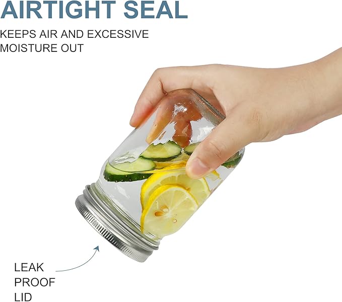 CycleMore 20 Pcs 12oz Glass Mason Jars With Silver Separable Lids, 350ml Round Canning Jars for Honey, Jam, Herb, Wedding Favor, Kitchen Storage Wide Mouth Bottles for Crafts, Meal Prep