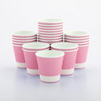 Restaurantware 8 Ounce Ripple Wall Paper Coffee Cups, 25 Leakproof Disposable Hot Drink Tumblers, Recyclable, Insulated Light Pink Design, Matching Lids available for Cups and Sold Separately