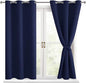 Short Blackout Curtains for Bedroom Navy Blue 42 x 45 Inch 2 Panels | Thermal by Hiasan