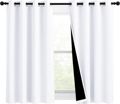 NICETOWN Pure White 100% Blackout Lined Curtains, 2 Thick Layers Completely by NICETOWN