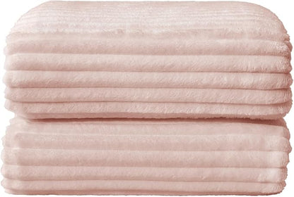 BEDELITE 3D Ribbed Light Pink Fleece Throw Blanket - Image 8