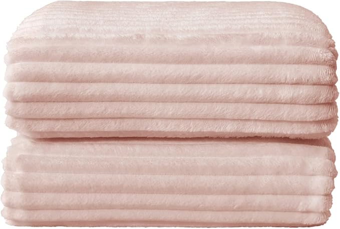 BEDELITE Ribbed Jacquard Light Pink Fleece Twin Blanket - Image 8