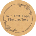 Custom Stickers Kraft Paper Labels Personalized Withe Text, Business Logo Customized Food Jars Labels Bakery Label Sticker Package Favor Canning Circle 100pcs (Style 13)