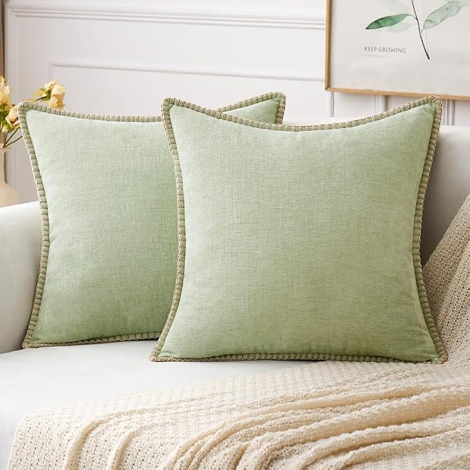 MIULEE Decorative Couch Throw Pillow Covers 16x16 Inch Light Green 2 Pack | by MIULEE