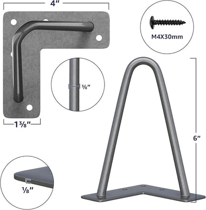 SMARTSTANDARD 6 Inch Heavy Duty Hairpin Furniture Legs, Metal Home DIY Projects - Image 2