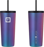 IRON °FLASK Classic Tumbler - Vacuum Insulated Stainless Steel Water Bottle, Double Walled, Drinking Cup, Insulated Travel Mug (Aurora, 24 oz Solid Lid)