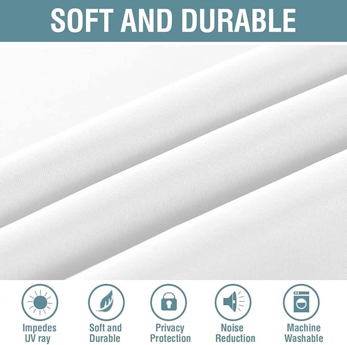 H.VERSAILTEX White Curtains for Bedroom Pure White Curtain 96 inches Long for - Image 8
