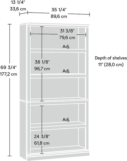 Sauder 5 Tier Book Shelf Wooden Bookcase Multipurpose Bookshelf - Image 3