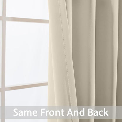 Yakamok Room Darkening Curtains 52x84 inch Length Cream Beige-Living Room | 2 - Image 3