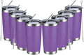MEWAY 20oz Tumbler 8 Pack Double Wall Vacuum Insulated Travel Mug Bulk, Stainless Steel Tumblers with Lid and Straw, Durable Powder Coated Coffee Cups for Cold & Hot Drinks (Purple, 8)