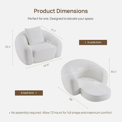 SICOTAS 49.9" Curved Convertible Sofa Couch Bed - Image 2
