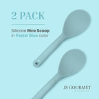 Silicone Rice Paddle Set – 2-Piece Set of Spoon Spatulas for Non-Stick Cookware – Kitchen Tools and Accessories with Comfortable Handles, Heat-Resistant Utensils for Cooking and Baking – Pastel Blue