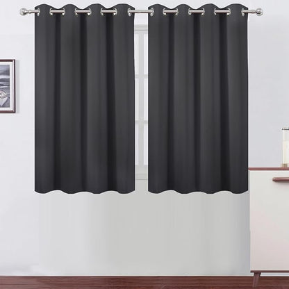 Dark Grey Thermal Blackout Curtains/52 x 45 Inch/Set of 2 Panels Room Darkening by Lemomo