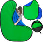 Blue Green Screen Backdrop Double Sided Collapsible Greenscreen Backdrop with Carrying Bag,Portable Pop Up Green Screen Background for Streaming Webcam, Blue & Green 59.1 * 78.7"