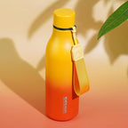 BJPKPK Insulated Water Bottles, 18 oz Stainless Steel Metal Water Bottle with Strap, BPA Free Leak Proof Thermos, Mugs, Flasks, Reusable Water Bottle for Sports & Travel, Sunset Orange