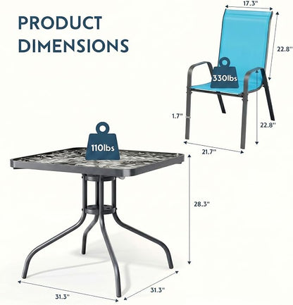 Arlopu 5 Piece Outdoor Patio Dining Set, Porch Furniture - Image 2