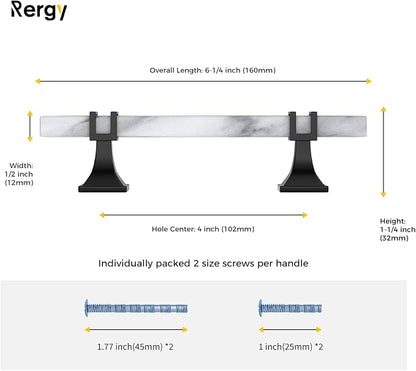 Rergy Cabinet Handles Marble Drawer Pulls and Knobs, T-Bar Hardware - Image 2