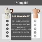 Stovetop Espresso Maker Moka Pot, Cuban Coffee Maker Stove top coffee maker Moka Italian Espresso Greca Coffee Maker Brewer Percolator, 9 Espresso Cups, 15 oz - White