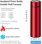 Insulated Water Bottles- Vacuum Tumbler for Coffee, Tea and Drinks with Stainless Steel Infuser - 15 oz Tea Thermo Travel Bottle/Keeps Drinks Hot or Cold for Hours/Gift Packing (Red)