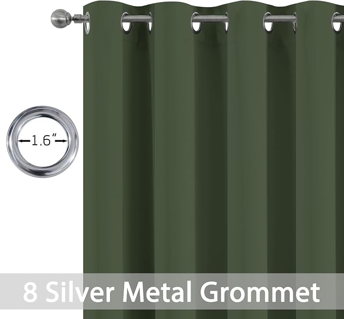 Yakamok Room Darkening Curtains 52x84 inch Length Greyish Green-Living Room | 2 - Image 2