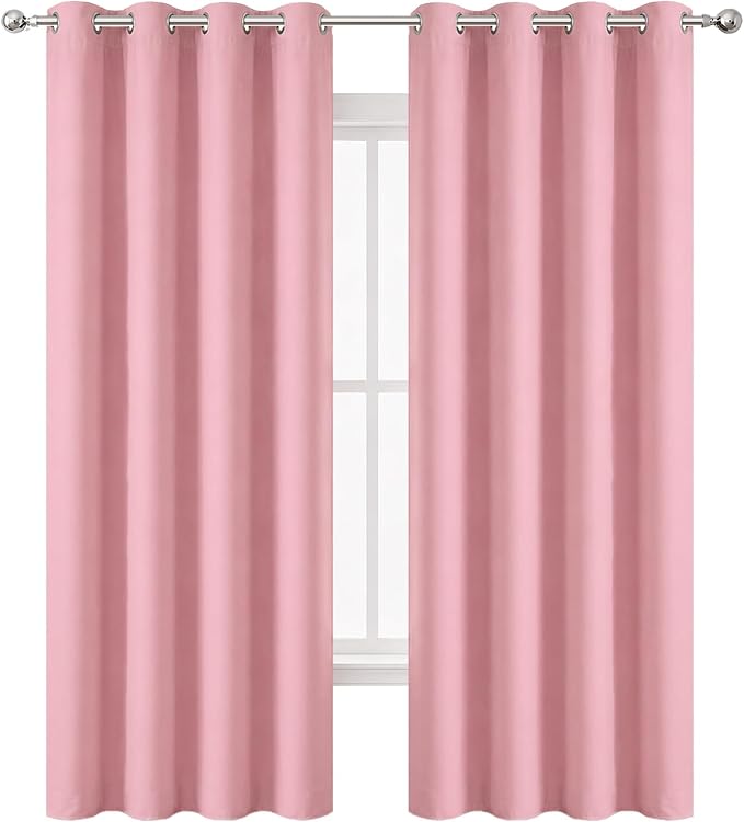 Blackout Curtains 66 x 84 inch/Pink Curtains Set of 2 Panels/Thermal Insulated - Image 2