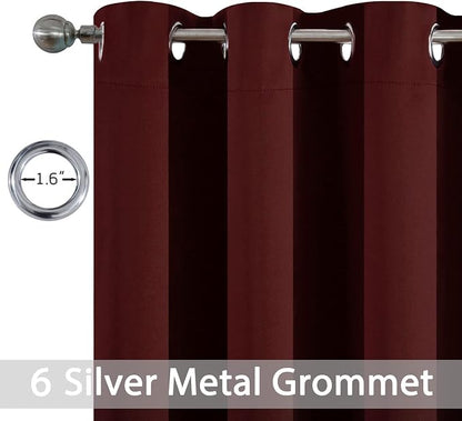 Yakamok Room Darkening Curtains 42x63 inch Length Burgundy Red-Living Room | 2 - Image 2