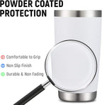 COMOOO 20oz White Tumbler Double Wall Vacuum Insulated Travel Mug Stainless Steel Coffee Mug with Lid and Straw Durable Powder Coated Insulated Coffee Cup for Cold & Hot Drinks (White,12 pack