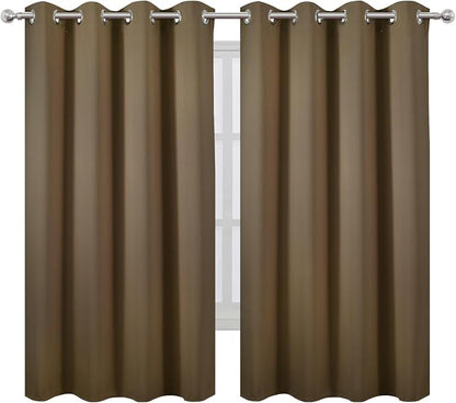 Brown Blackout Curtains 52 x 63 Inch Length/Set of 2 Curtain Panels/Thermal - Image 2
