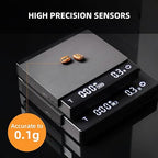 MHW-3BOMBER Mini Coffee Scale with Timer,Rechargeable Espresso Scale with Gravity Sensing,2kg/0.1g Precision Scale for Espresso&Pour-Over Coffee,Portable Digital Kitchen Scale,Black ES6029B-OS