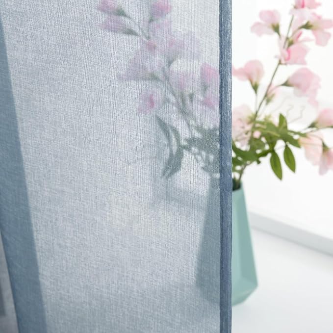 MIULEE Semi Sheer Curtains 24 inch Length Kitchen Window Curtains Over Sink - Image 4