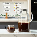 Karafu Glass Pitcher with Lid, 95 Ounces Wide Mouth Heat Resistant Water Jug for Hot/Cold Water, Ice tea and Juice Beverage