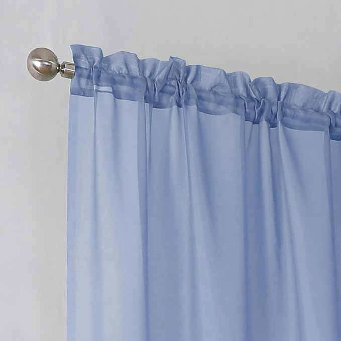 Simplebrand Denim Sheer Curtains 72 Inches Long 2 Panels - Image 6