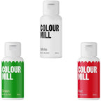 Colour Mill Oil-Based Food Coloring, 20 Milliliter Christmas Set Each of 3 Colors: Red, Green & White
