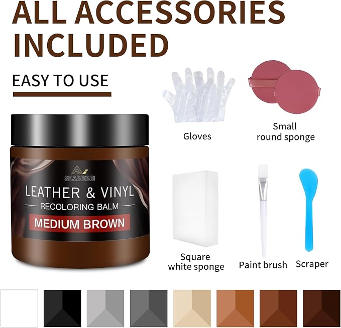 Leather Recoloring Balm and Scratch Repair Kit, Medium Brown Leather Restorer - Image 6