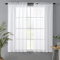 MIULEE White Linen Textured Semi-Sheer Curtains 42W×45L Kitchen 2 Panels | Semi by MIULEE